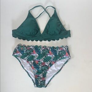 Green Scalloped Bikini Set